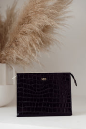 MARGOT - CROC BLACK CLUTCH