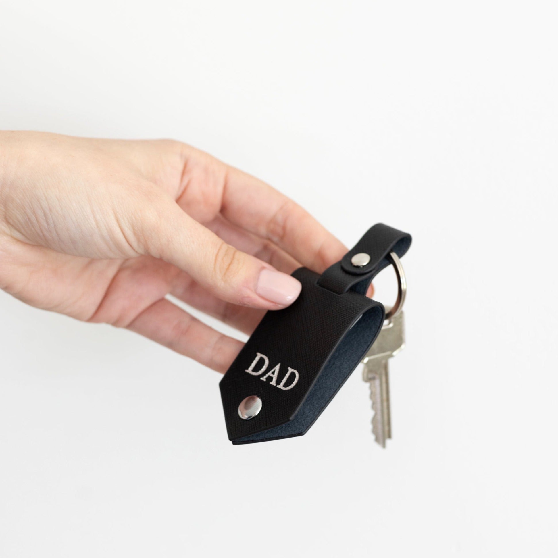 Photo Leather Keyring Black (Silver Hardware)