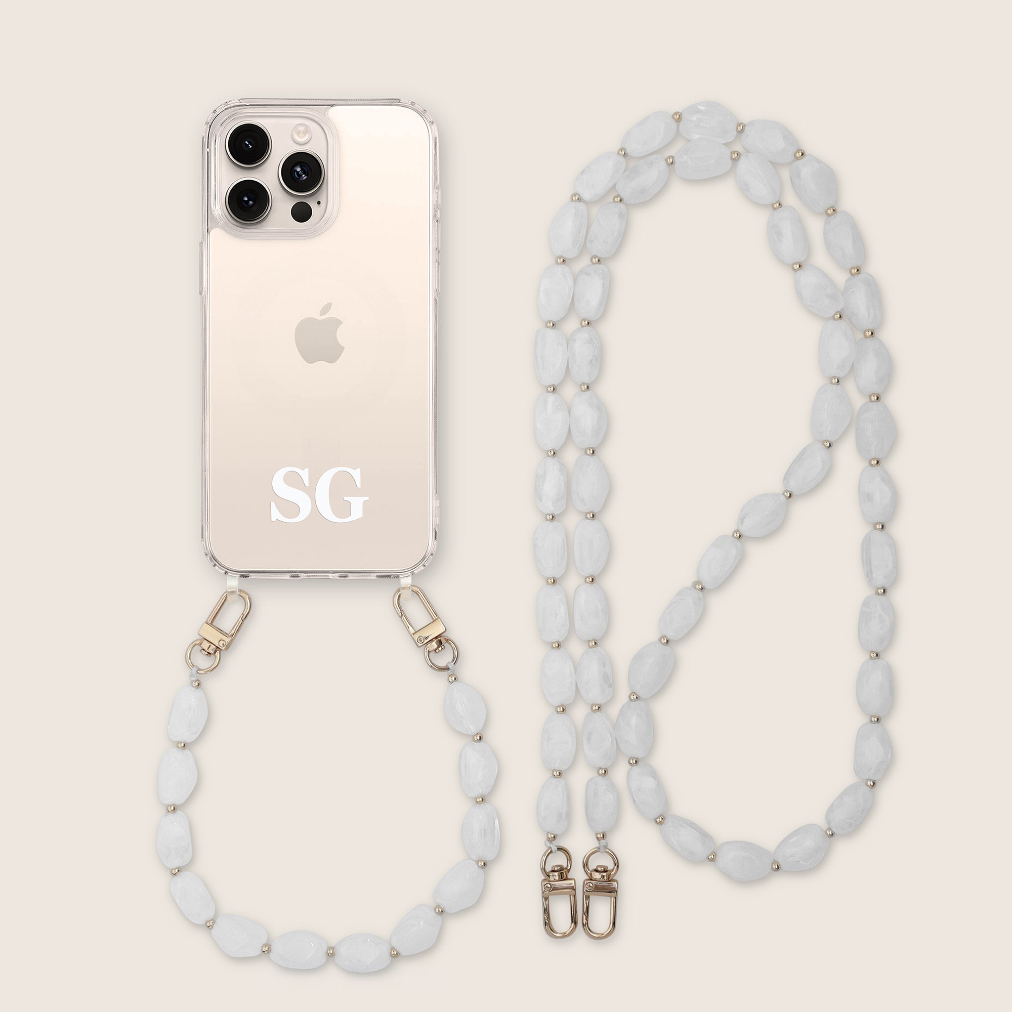 Clear Case Initial with White Sand Strap Set