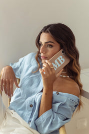 Saffiano Nude & Light Blue